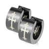 Folding Creole Earrings Cross Black Men Women Stainless Steel Cross