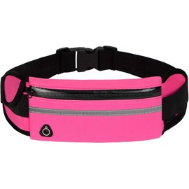 Running Reflective Waist Bag Belt with Bottle Holder Sports Travel Portable Gym Bag Hold Water for Men Women, Multicolors (PINK)