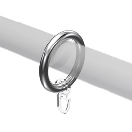 Interdeco Curtain Rings with Pleat Hooks/Plastic Rings in Chrome-Coloured for Curtain Rods 28 mm Diameter (Pack of 24)