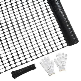 PotatoLife Plastic Mesh Fence Safety Fence, Extra Strength 4'x50' Roll with 100 Zip Ties, Resuable Temporary Netting for Garden Fencing, Construction, Snow Fencing, Animal Barrier, Poultry, Deer, Dog