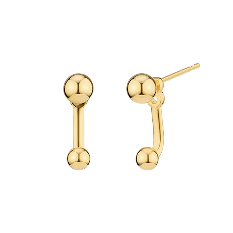 Gold&Deer 14K Goldfield Two-Way Double Ball Point Earrings Rose Gold