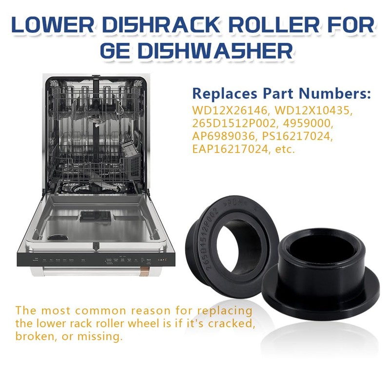 [Upgraded] WD12X26146 Dishwasher Wheels Lower Rack for GE, Lower Dishrack