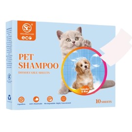 Eco-Friendly Pet Shampoo Sheets - Pack of 10 Sheets, Ultra-Convenient, Hypoallergenic Sheets for Gentle and Effective Pet Cleaning, Featuring Moisturizing and Deodorizing Benefits, by Soluble Care