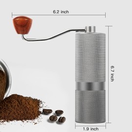 Stainless Steel Manual Coffee Grinder with Adjustable Conical Burr Settings for Espresso
