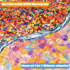Ormromra Pack of 60,000 Colourful Water Beads, Colourful Gel Beads, Water Beads for Plants, Biodegradable, Non-Toxic, Reusable Water Beads, for Plants, Flowers, Vase Filler and Decoration