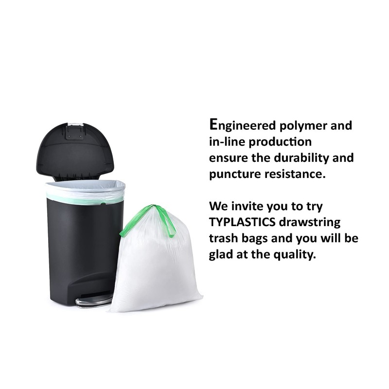 TYPLASTICS Tall Kitchen Drawstring Trash Bags 13 Gallon (200 Count)
