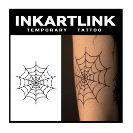 INKARTLINK 2 Sheets Medium Semi Permanent Tattoos, Temporary Tattoos, Adult Art Designs, Waterproof, Realistic, No Adhesive, Non-Reflective, Lasts 1-2 Weeks, (Spider's Web)