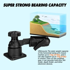 VINmounts All Aluminum Horizontal 7.32" Swing Arm Fish Finder Mount for Fishfinders and Chartplotters, Compatible with Garmin, Lowrance, and More Depth Finders.