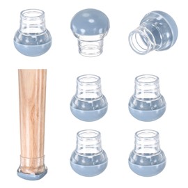 M METERXITY 8-Pack Chair Leg Floor Protectors, 0.55"-0.75" Elastic Rubber and Plastic Round PTFE Furniture Pads for Chairs/Tables in Hardwood Floors/Tile Floors, Leg Covers [Transparent Blue]