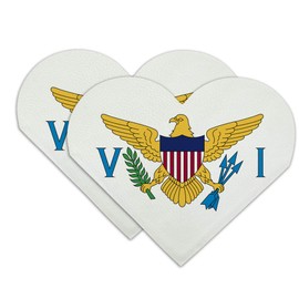 Virgin Islands US Territory Flag Heart Faux Leather Bookmark - Set of 2