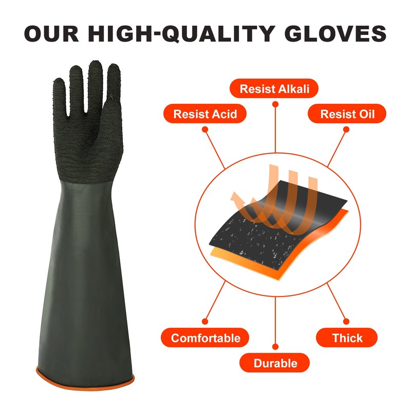 North Tower Heavy Duty Rubber Gloves, Industrial Gloves Waterproof Reusable