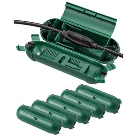 DEWENWILS - Paquete de 6 fundas para cable de extensión para exteriores, funda impermeable con 4 cierres de sello, compartimento ajustable para cables de calibre 12/14/16, protege luces y enchufes de
