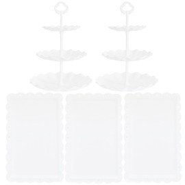 5 Pcs Cupcake Stand Set, Dessert Table Display Set with 2X Small 3-Tier Cupcake Stands + 3X Appetizer Trays Perfect for Wedding Baby Shower Home Birthday Tea Party Decoration