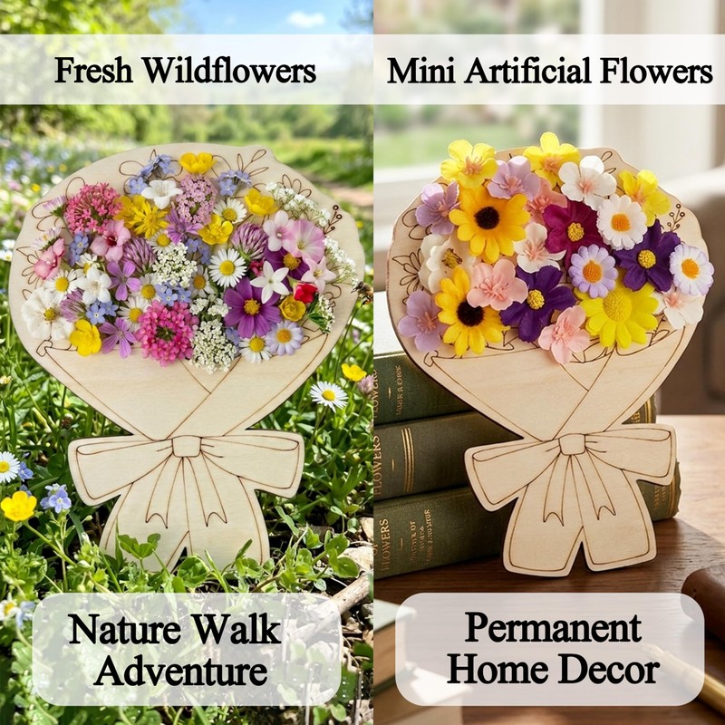 Wooden Flower Collector Nature Exploration Outdoor Board 10 Pcs