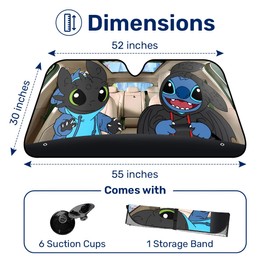 Funny Cartoon Character Windshield Sun Shade for Car SUV Truck (55x30 Inches), Sun Shade Windshield, Shades for Front Windows, Sunshade for Car Windshield, Protector Blocks UV