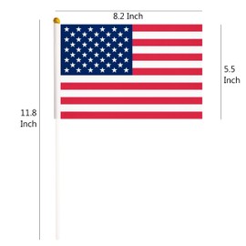 25 Pack USA US Small Flag, Hand Held American Stick Flag National Country Flag, Party Decorations, Supplies For Parades, Festival Events, International Festival, Celebration (USA)