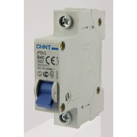 Chint EBG-1P-B40 Miniature Circuit Breaker, 40 A, 1 Pole, B Curve, 6 kA
