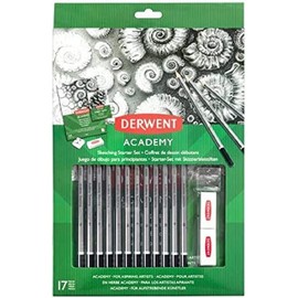 Derwent Academy Sketching Starter Set Pencils, Drawing & Colouring, Set of 17, Starter Sketching Kit, Includes Sharpener & Eraser, Ideal for Sketching, Academy Series, 2305679