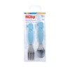Nuby Animal Friends Silicone and Stainless Steel Fork and Spoon