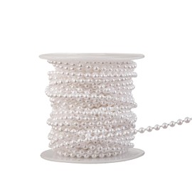 Guirnalda de abalorio de perlas de imitación de 3 mm, rollo de perlas para decorar centros de mesa florales para bodas, fiestas, árbol de Navidad (33 pies blanco)