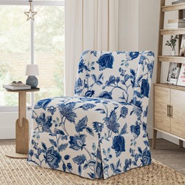 HULALA HOME Armless Accent Chair with Washable Floral Slipcover, Transitional Slipper Chair with Removable Chair Covers for Living Room Dining Room,Jeacobean