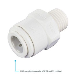 John Guest PP011222WP Push-fit NPTF Male Connector, Push-to-Connect, 3/8 Inch OD x 1/4 NPT Inch