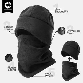 CYPERROCK Winter Beanie Hat Scarf Set with Ear Flaps for Men Women Knit Fleece Lined Skull Cap Windproof Neck Warmer Gaiter Coffee