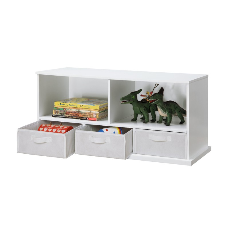Stackable 5 Shelf Storage Organizing Cubby with 3 Fabric Baskets