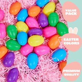 JOYIN 100 Set 3.15" Colorful Easter Eggs for Filling Specific Treats, Easter Theme Party Favor, Eggs Hunt, Basket Stuffers, Classroom Prize Supplies