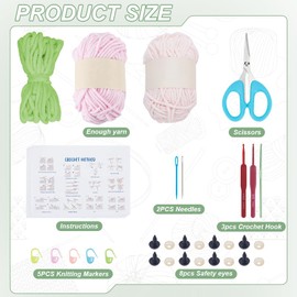 ORIGACH Crochet Kit for Beginner Adults, 4 Set Strawberry Turtle Starter Crochet Kit with Step by Step Video Tutorial, Instruction, Chunky Yarn, Hook, Accessories