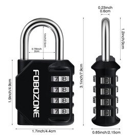 Combination Lock, FOBOZONE 4 Digit Outdoor Waterproof Resettable Code Padlock,for Gym Locker, Cabinet,Shed, Hasp,Gate, Tool Box,School Locker Lock (Black)