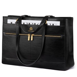 LOVEVOOK Laptop Bag for Women,15.6 Inch Vintage Work Tote Bags for Women,Leather Teacher Bag,Large Computer Bag,Waterproof Handbags Womens Briefcase Office Messenger