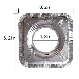 Disposable Gas Burner Liners (10 Pack) Aluminum Foil Square Gas Stove Burner Covers - 8.2 Inch Gas Range Protector, Stove Top Covers for Gas Burners, Foil Liners to Catch Oil, Grease, and Food Spills