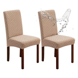 Genina Waterproof Chair Covers for Dining Room Set of 2, Dining Chair Covers Dining Room Protectors Slipcovers for Kitchen, Parsons (Argyle-Khaki, 2 PCS)