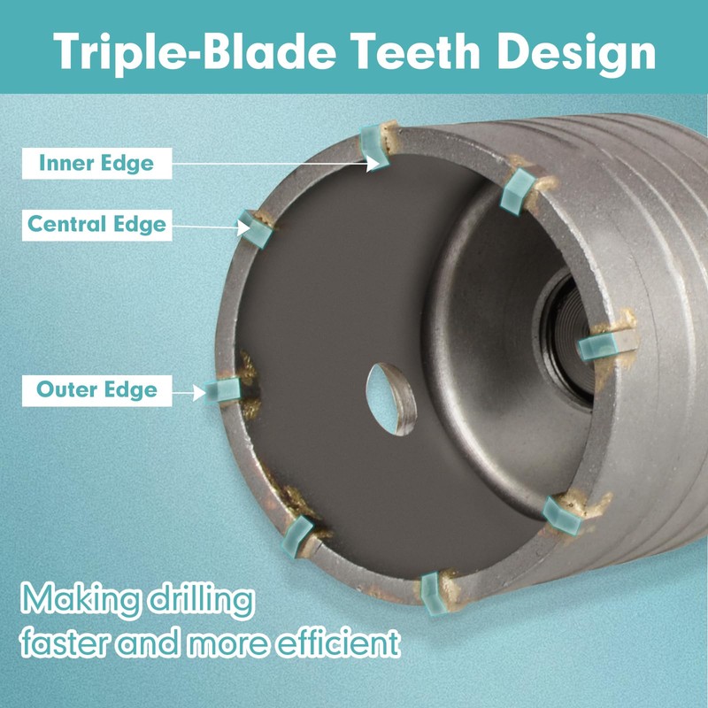 9Pcs Masonry Concrete Hole Saw Kit (30 40 65 80