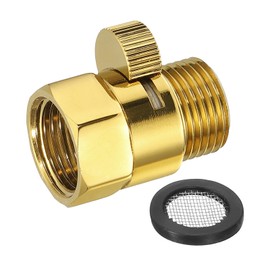 uxcell Water Flow Control Valve, 1 PCS G1/2" Shower Head Shut Off Valve, Brass Water Pressure Regulator for Shower Head or Bidet Spray (Gold)