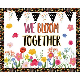 Flower Classroom Bulletin Board with Borders Floral Bulletin Board Set Colorful Wild Flower Fall Bulletin Board Decorations We Bloom Together Cutouts Classroom Back to School Supplies Wall Decor