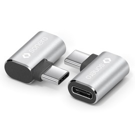 Sonero USB-C Stecker auf 90° Winkel USB-C Buchse (1er), Adapter, USB-C Adapter, 40Gbps, 240W, 8K60Hz, Aluminium Gehäuse, Silber