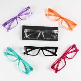 Eyekepper 6 Pack Metalless Screwless Spring Hinges Reading Glasses Women Cateye Readers Wide Frame Cheaters Eyeglasses +3.50