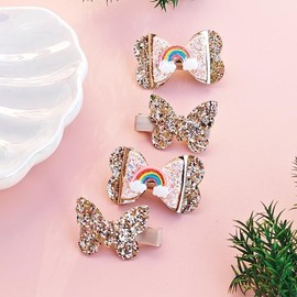 2Pcs Gold Butterfly,New Glitter Gold Hair Clip,Bling Sequin Bow Baby Care Clips,Gold Hair Bows,Hair Accessories for Baby Toddler Young Kids School Age Girls Gifts,Hair Accessories Decoration