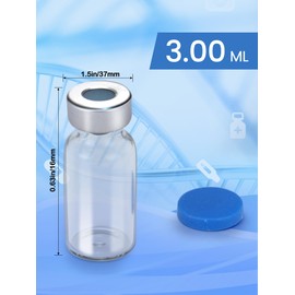 3ml Glass Vials for Injections, Self-Healing Injection Port, Sterile Empty Vials for Injections with Sealed Cap (50 Pack)