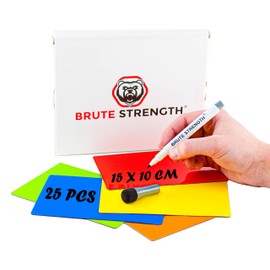 25 Writable Magnets 15 x 10 cm with Whiteboard Marker for Scrum, Agile, Kanban or Lean - Mix - 5 Colours