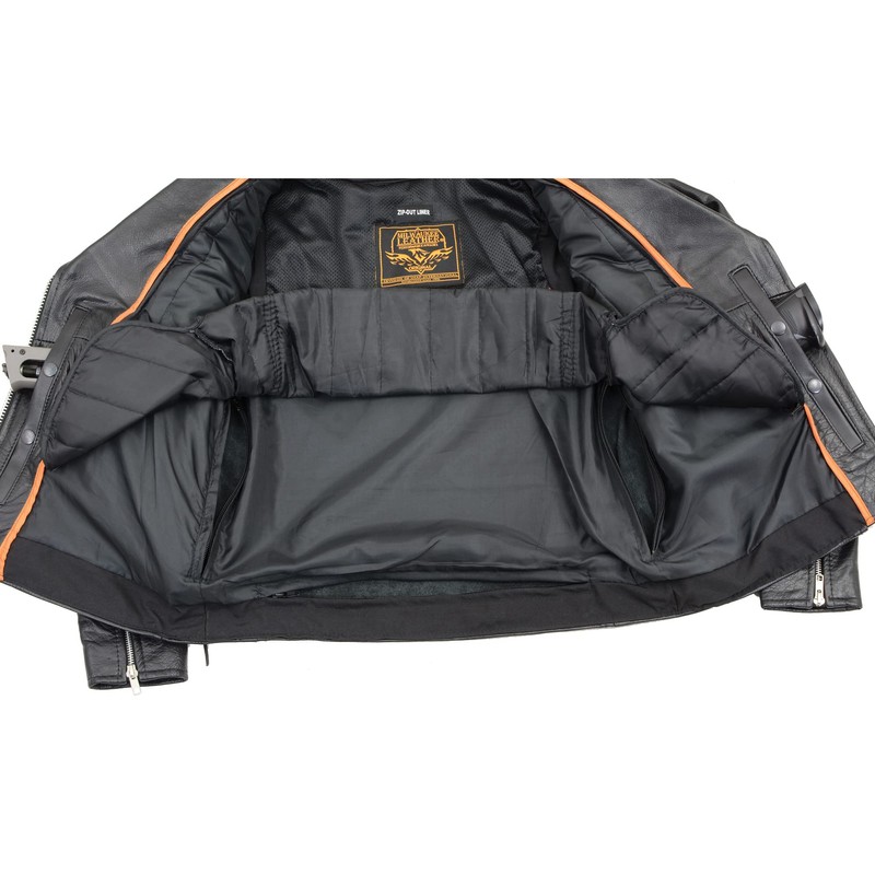 LC2700 Ladies Black Classic MC Premium Leather Jacket w/Side Laces