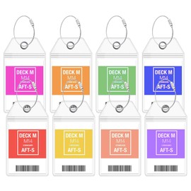 Princess Luggage Tag Holders, 8 Pack Zip Seal Clear Cruise Luggage Tags Holder with Steel Loops for 2023 and 2024 Royal Caribbean, Carnival, NCL, Princess, Celebrity, MSC, Major Cruise Lines Ships