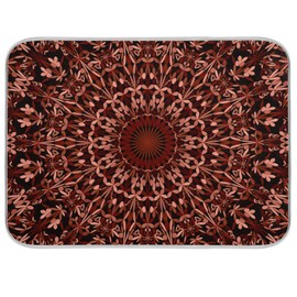 Super Absorbent Dish Drying Mat, Microfiber Fast-Drying Dish Mat, 24" x 18", Kitchen Dish Drying Pad, Boho Maroon Mandala