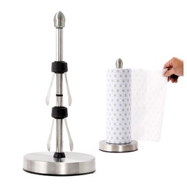 LASSRY Kitchen Paper Stand, Paper Stand, One-Handed, Kitchen Paper Roll with Suction Cup and Damping Paper Stand (L, Silver)