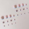 24Pcs Blue French Tip Press on Toenails Short Square Fake
