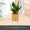 Kisangel Wooden Base Rattan Flower Pot Stand Woven Small Basket