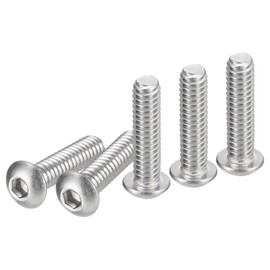 DTGN 25pcs 1/4-20x1" Button Head Socket Cap Screw Machine 304 Stainless Steel 18/8 Hex Drive Full Thread UNC Fastener