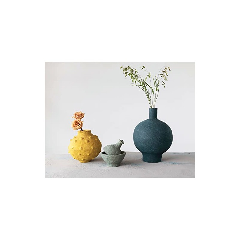 Creative Co-Op Decorative Handmade Paper Mache Dish with Lid